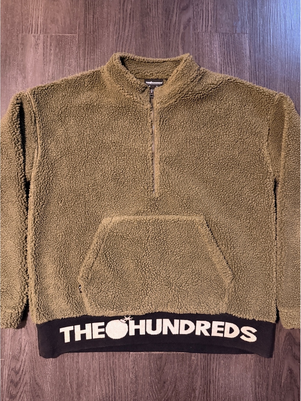 The Hundreds Nepal Olive Green Sherpa Fleece Half Zip L